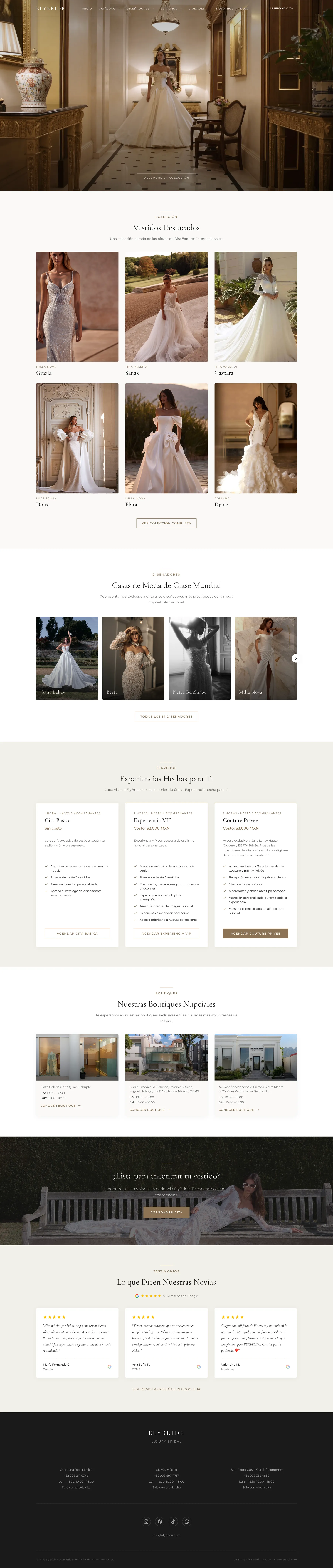 ElyBride luxury bridal boutique website