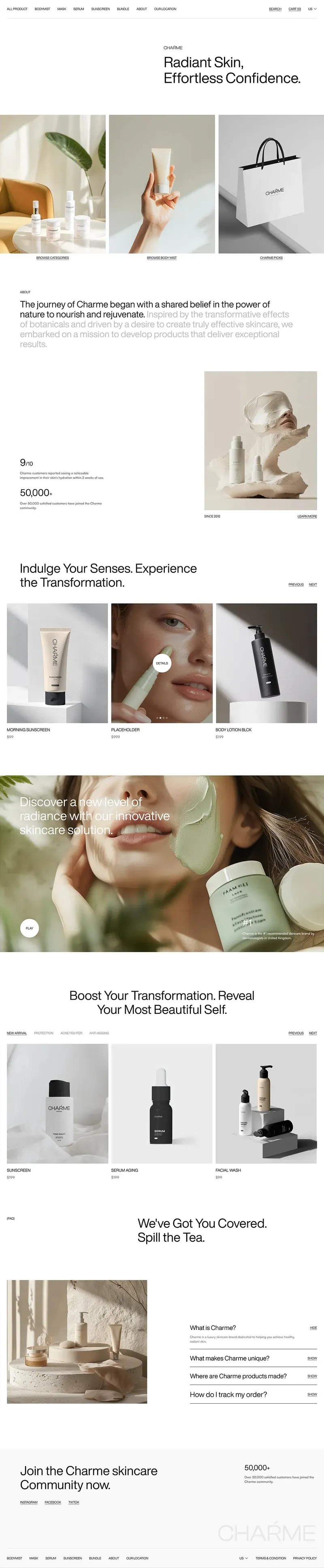 CHARME Skincare E-commerce